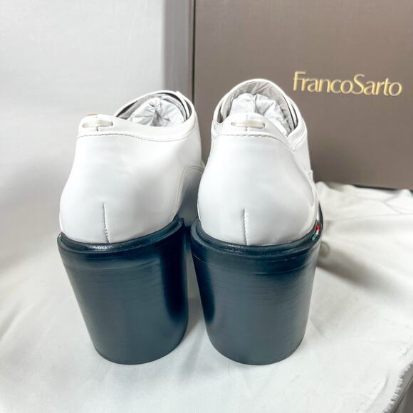 Franco Sarto Preston Chunky Heel Lace-Up Oxford White Gloss 39 - Picture 2 of 11